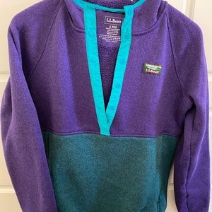 LLBean colorblock hooded fleece sweatshirt